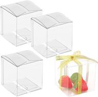 lemeoso clear favor boxes 30pcs: transparent 3x3x3 inch plastic candy cube boxes for macaron cookies - mini and versatile packaging solution logo