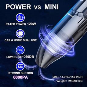 img 3 attached to 🧹 MNUTIJI Cordless Handheld Car Vacuum Cleaner 6000PA - Rechargeable & Portable with HEPA Filters for Car Home Cleaning