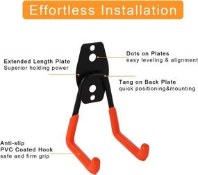 img 1 attached to 🔑 Orange Heavy Duty Garage Hooks for Bikes, Ladder, Hoses, Extension & Power Tools – Wall Hanging Storage Hook with Easy Installation – Garage Hangers for Organizing and Storage