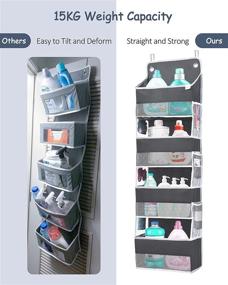 img 1 attached to 🗄️ ULG Over Door Organizer with 4 Large Pockets, 6 Mesh Side Pockets, and 33lbs Weight Capacity - Hanging Storage Organizer with Clear Window for Bedroom, Nursery, Baby/Kids Toys, Shoes, and Diapers in Dark Grey