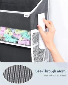 img 2 attached to 🗄️ ULG Over Door Organizer with 4 Large Pockets, 6 Mesh Side Pockets, and 33lbs Weight Capacity - Hanging Storage Organizer with Clear Window for Bedroom, Nursery, Baby/Kids Toys, Shoes, and Diapers in Dark Grey