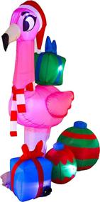 img 3 attached to Joiedomi 6-FT Inflatable Christmas Flamingo with Gift Boxes, LED Lights, Yard Decor, Blow-Up Inflatables for Christmas Party Indoor/Outdoor, Yard, Garden, Lawn Winter Decorations