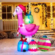 joiedomi 6-ft inflatable christmas flamingo with gift boxes, led lights, yard decor, blow-up inflatables for christmas party indoor/outdoor, yard, garden, lawn winter decorations logo