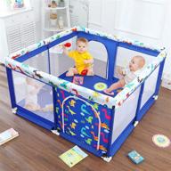 👶 portable baby play yard: anti-fall infant playpen, safety activity center for toddlers - square 49in x 49in (q-68) logo