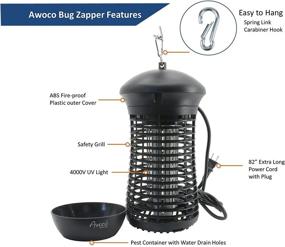 img 3 attached to Awoco 18W Outdoor Bug Zapper || 4000V High Powered Electric Insect Killer Fly Trap || 82” Extra Long Power Cord || Effective against Flying Insects, Flies, Mosquitoes, and Moths