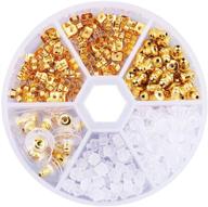 💍 260pcs gold earring backs kit - comriou earring backings - 5 different models, metal butterfly, bullet, rubber & plastic shapes - secure earring backs (gold s-01) logo