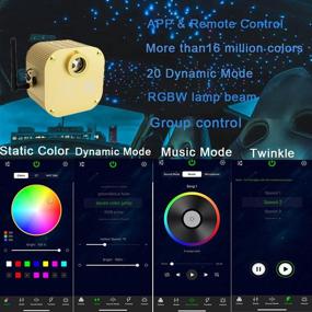 img 3 attached to AZIMOM Fiber Optic Star Ceiling Lighting Kit - Bluetooth/APP Control, 16W, Twinkle Effects, 550pcs 0.03in 13.1ft Fiber Strands, RGBW, Music Sound Control, Light Engine - Ideal for Home, Indoor, Car Interior