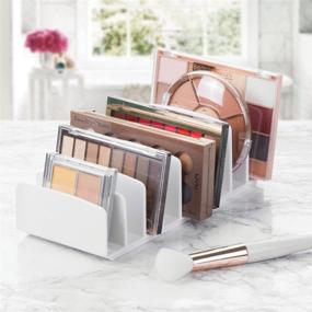 img 3 attached to 💄 mDesign White Makeup Organizer: Sleek Modern Storage Solution for Bathroom Countertops, Vanities, Cabinets - 9 Sections - Eyeshadow Palettes, Contour Kits, Blush, Face Powder