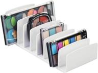 💄 mdesign white makeup organizer: sleek modern storage solution for bathroom countertops, vanities, cabinets - 9 sections - eyeshadow palettes, contour kits, blush, face powder logo