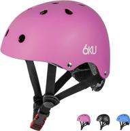 🔒 certified 6ku skateboard helmet - adjustable for kids, youth, adults - multi-sport safety cycling, skating, scooter helmets logo