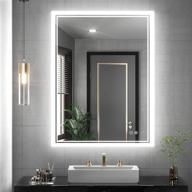 tokeshimi led bathroom mirror 36 x 28 inch frontlit and backlit decor 3-color vanity make-up mirror with light, anti-fog & dimmer touch switch, adjustable lights, mounted fashion, waterproof logo