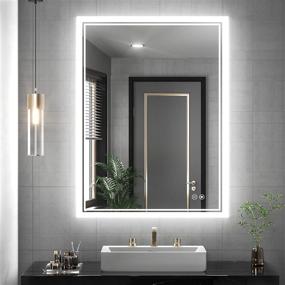 img 4 attached to TokeShimi LED Bathroom Mirror 36 X 28 inch Frontlit and Backlit Decor 3-Color Vanity Make-up Mirror with Light, Anti-Fog & Dimmer Touch Switch, Adjustable Lights, Mounted Fashion, Waterproof