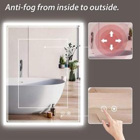 img 1 attached to TokeShimi LED Bathroom Mirror 36 X 28 inch Frontlit and Backlit Decor 3-Color Vanity Make-up Mirror with Light, Anti-Fog & Dimmer Touch Switch, Adjustable Lights, Mounted Fashion, Waterproof