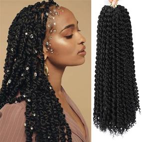 img 4 attached to 🔥 Получите восхитительные вьющиеся аксессуары Passion Twist Hair – 18-дюймовые кудрявые волны для крючкового вязания, предназначенные для черных женщин (1B)