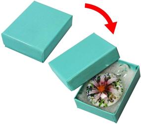 img 1 attached to 🎁 Mooca Pack of 100 #11 Cardboard Paper Cotton Filled Boxes - Small Earrings/Pendants or Gemstones Gift Case, 2 1/8''W x 1 5/8''D x 3/4''H - Glossy Teal Blue