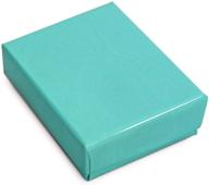 🎁 mooca pack of 100 #11 cardboard paper cotton filled boxes - small earrings/pendants or gemstones gift case, 2 1/8''w x 1 5/8''d x 3/4''h - glossy teal blue logo