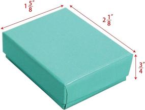 img 3 attached to 🎁 Mooca Pack of 100 #11 Cardboard Paper Cotton Filled Boxes - Small Earrings/Pendants or Gemstones Gift Case, 2 1/8''W x 1 5/8''D x 3/4''H - Glossy Teal Blue