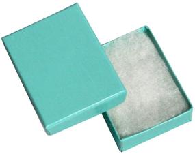 img 2 attached to 🎁 Mooca Pack of 100 #11 Cardboard Paper Cotton Filled Boxes - Small Earrings/Pendants or Gemstones Gift Case, 2 1/8''W x 1 5/8''D x 3/4''H - Glossy Teal Blue