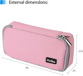 img 3 attached to 🎒 ProCase Pink Pencil Bag Pen Case: Large Capacity Students Stationery Pouch for School Office Supplies