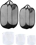 🧺 aifuda 2-pack mesh pop-up laundry hamper with 3-pack mesh laundry bag, portable collapsible easy-to-carry design for storing dirty clothes in family, dorm room, and travel логотип