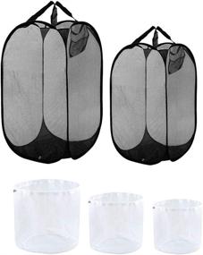 img 4 attached to 🧺 AIFUDA 2-Pack Mesh Pop-up Laundry Hamper with 3-Pack Mesh Laundry Bag, Portable Collapsible Easy-to-Carry Design for Storing Dirty Clothes in Family, Dorm Room, and Travel