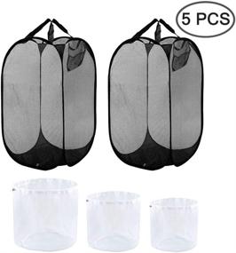 img 3 attached to 🧺 AIFUDA 2-Pack Mesh Pop-up Laundry Hamper with 3-Pack Mesh Laundry Bag, Portable Collapsible Easy-to-Carry Design for Storing Dirty Clothes in Family, Dorm Room, and Travel