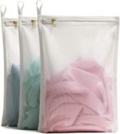 premium tenrai delicates laundry bags: ideal bra fine mesh wash bag with ykk zipper, hanger loops & small openings for underwear, lingerie, pantyhose, socks (white, 3 small, cqs) logo