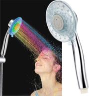 🚿 color changing led handheld showerhead with 2 water modes and 7 color glow lights - automatic color change shower head logo