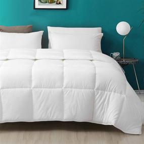img 4 attached to 🛏️ Cobnom Down Alternative Comforter: Twin All-Season Bedding - Soft Cotton Cover, Breathable Eucalyptus Microfiber Duvet - Machine Washable, White
