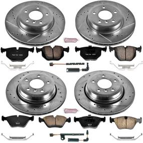 img 1 attached to Enhanced Performance Kit: Power Stop K5737 Front and Rear 🔥 Z23 Carbon Fiber Brake Pads with Drilled & Slotted Brake Rotors