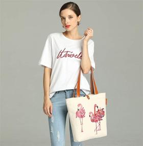 img 3 attached to 🌺 Канва и пляжная сумка So'each в стиле Flamingo Love: стильная графическая ручная сумка