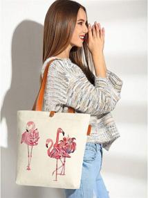 img 1 attached to 🌺 Канва и пляжная сумка So'each в стиле Flamingo Love: стильная графическая ручная сумка
