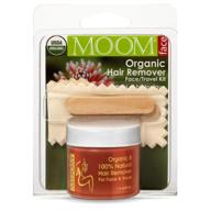 🌿 discover the moom organic travel wax kit: aloe, tea tree oil & chamomile infused natural sugar waxing solution for face - includes 6 facial fabric strips & 2 wooden applicators sticks - 1.6 oz - facial wax kit - 1 pack logo