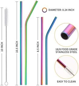 img 3 attached to 🌈 Hiware 12-Pack Rainbow Metal Straws Reusable with Case - Stainless Steel Drinking Straws for 30oz and 20oz Tumblers - Dishwasher Safe, Includes 2 Brushes