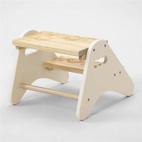 img 1 attached to B. Spaces by Battat B. Spaces Step Stool for Kids Ivory & Wood – Идеальная мебель для малышей - Peek-A-Boost - 2 года + (BX2031C1Z)