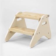 b. spaces by battat b. spaces step stool for kids ivory & wood – ideal furniture for toddlers – peek-a-boost – 2 years + (bx2031c1z) logo