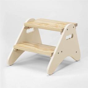 img 4 attached to B. Spaces by Battat B. Spaces Step Stool for Kids Ivory & Wood – Ideal Furniture for Toddlers – Peek-A-Boost – 2 Years + (BX2031C1Z)