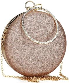 img 1 attached to Hurber Women's Top Handle Handbags Tote Bag Purse 🌹 Clutch Bag - Chain Circular Ring, Rhinestone Embellished (Rose Gold)