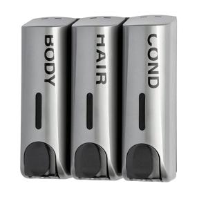 img 3 attached to Convenient and Stylish Draco Trio Wall Mounted Shampoo Soap Shower Dispensers - 3x350ml Refillable Bottles in Sleek Silver