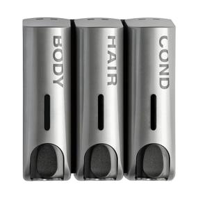 img 4 attached to Convenient and Stylish Draco Trio Wall Mounted Shampoo Soap Shower Dispensers - 3x350ml Refillable Bottles in Sleek Silver