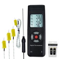 🌡️ advanced 4-channel k-type thermocouple thermometer -50~1350°c (max/min/avg) with metal & bead probe and backlight logo