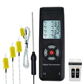 img 4 attached to 🌡️ Advanced 4-Channel K-Type Thermocouple Thermometer -50~1350°C (Max/Min/Avg) with Metal & Bead Probe and Backlight