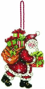 img 1 attached to 🎅 DIMENSIONS Counted Cross Stitch Santa with Bag Christmas Ornament Kit, 3.5&#39;&#39; Width x 4.5&#39;&#39; Height