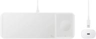 🔌 samsung wireless charger trio: qi compatible charging for galaxy phones, buds, watches, and apple iphone devices (white) - charge 3 at once! logo