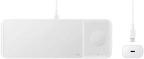 img 4 attached to 🔌 Samsung Wireless Charger Trio: Qi Compatible Charging for Galaxy Phones, Buds, Watches, and Apple iPhone Devices (White) - Charge 3 at Once!