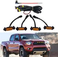 🔦 high-quality 4 pcs led grille lights with fuse for 2016-2018 toyota tacoma trd pro amber lens - perfect upgrade for an eye-catching front end logo