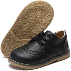 img 4 attached to 👞 TIMATEGO Toddler Leather Uniform Shoes for Boys - Ideal for Outdoor Activities