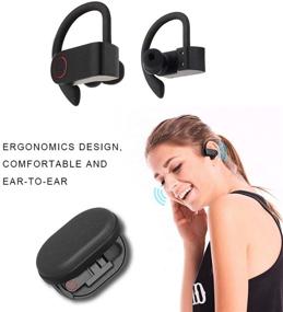 img 3 attached to 🎧 Беспроводные наушники Bluetooth 5.0, спортивные TWS мини-стереогарнитура с микрофоном HiFi Bass, защита от воды IPX7, мгновенное подключение, шумоподавляющие наушники (красные)