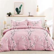 🌸 flower plum blossom printed pink floral duvet cover set - reversible queen size bedding set with 2 pillowcases - 3 piece comforter set in 100% soft microfiber – queen size 90"x90" (not comforter) logo