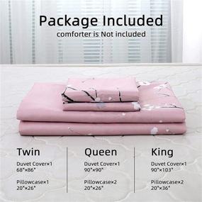 img 1 attached to 🌸 Flower Plum Blossom Printed Pink Floral Duvet Cover Set - Reversible Queen Size Bedding Set with 2 Pillowcases - 3 Piece Comforter Set in 100% Soft Microfiber – Queen Size 90"x90" (Not Comforter)